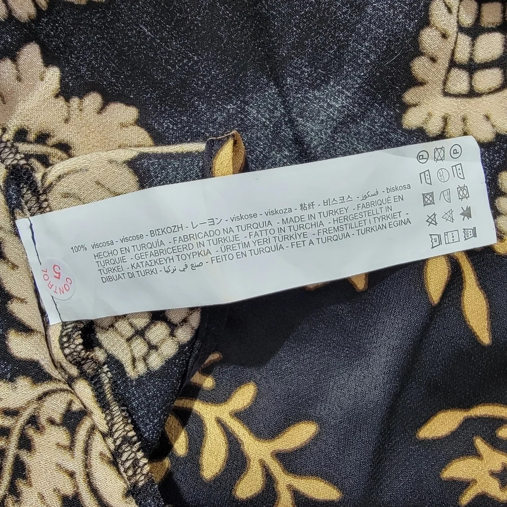 ZARA Black Gold Wrap Maxi Dress Spaghetti Strap Floral Cocktail Party Size XS - Picture 12 of 14